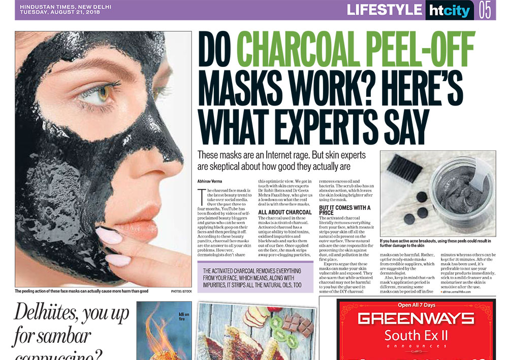 Dr Geeta’s article on Charcol Peel off in HT